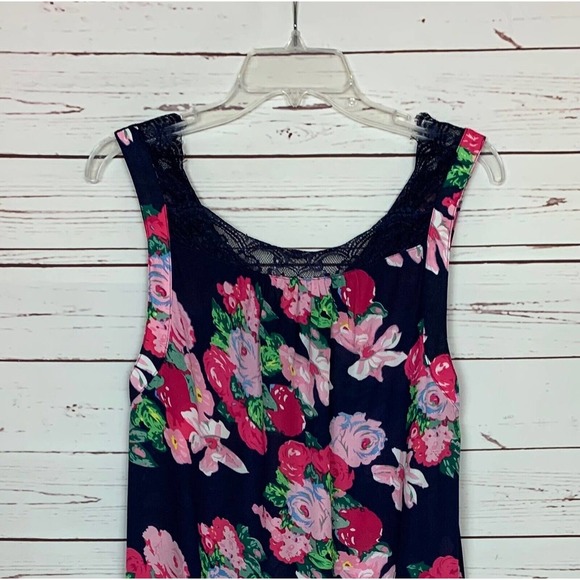 Umgee USA Boutique Women's S Small Navy Pink Lace Floral Sleeveless Spring Dress - Picture 11 of 12